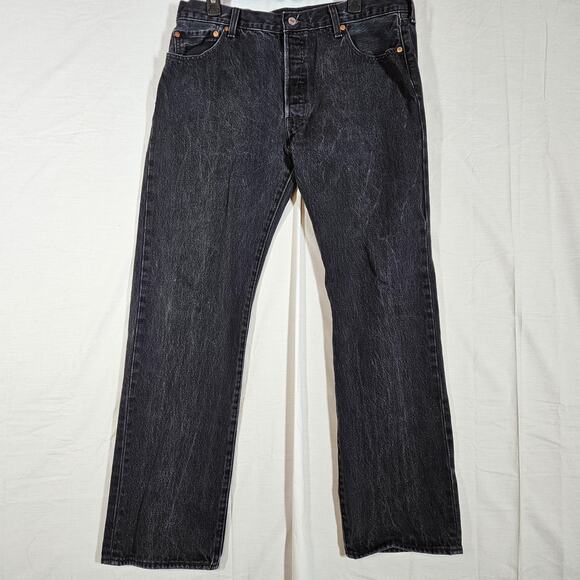 Levi's Other - Levis 501 Jeans Mens 36x31* Black Charcoal Wash Button Fly Straight Leg Denim